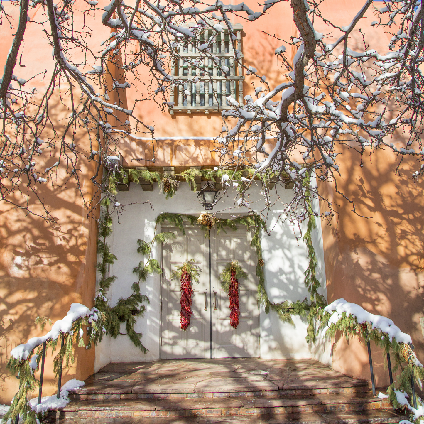 Santa Fe Church at Christmas