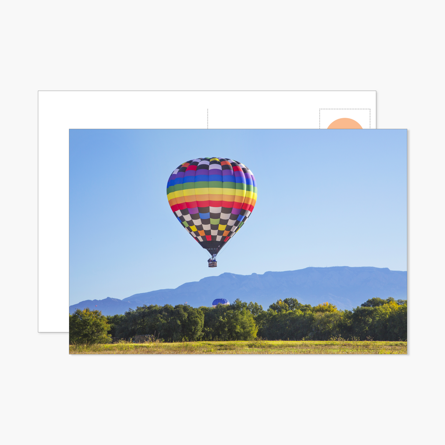 Single Balloon over the Sandia Mountain's Postcard