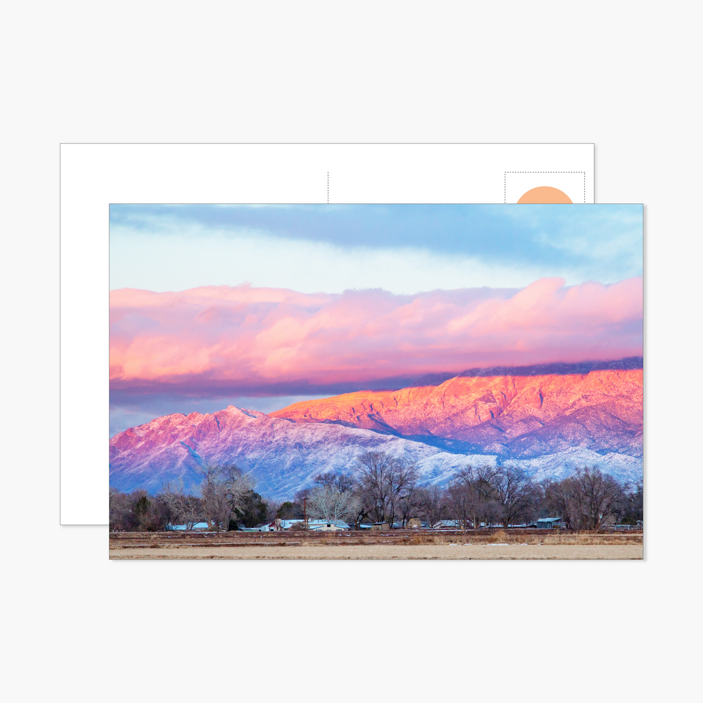 Stormy Pink Sandia Mountains at Sunset Postcard