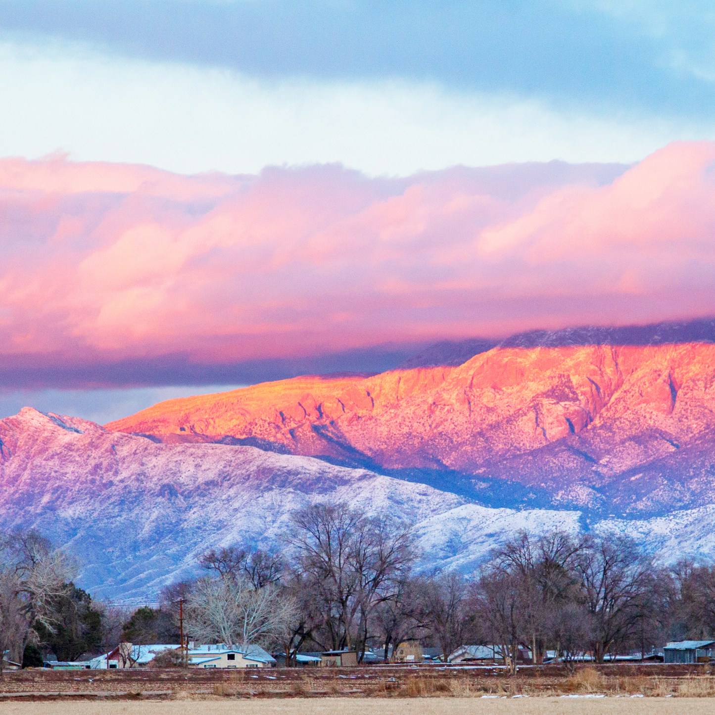Stormy Pink Sandia Mountains at Sunset Postcard