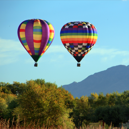 Two Balloons Over Sandia Mountains Postcard