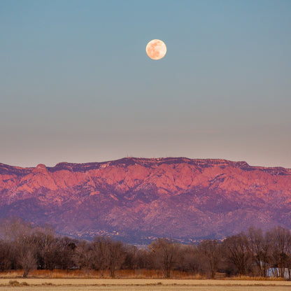 Moon and Sandia Mountains