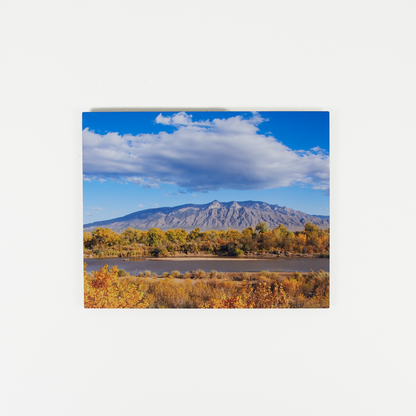 Sandia Mountains in Fall from Corrales Metallic Print